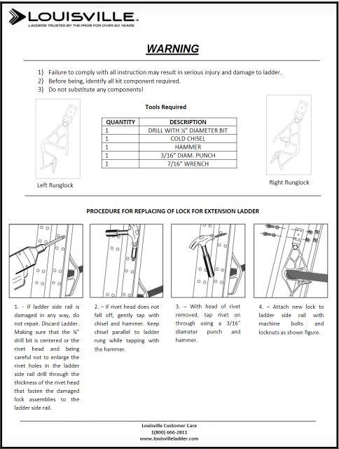 Louisville Ladder PK100A RungLock Extension Kit - Fiberglass Ladder Safety Upgrade